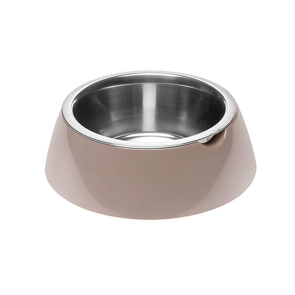 Ferplast Jolie Dog Bowl Cat Bowl - Stainless Steel Water & Food Dog Bowls with Plastic Holder, Non-Slip, Small (0.5 L), Dove Grey