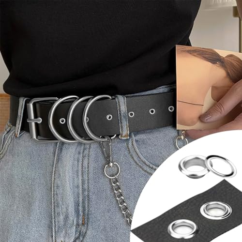 VGOODALL Ösen Werkzeug Kit, 120Stk. Ösen Set 10mm Silber Ösen Scheiben Ösenzange mit 3tlg Werkzeugset für DIY Leder Handwerk Stoff