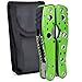9-in-1 Multi-Tool Folding Pliers Scaling Knife w/Ruler, Serrated Saw, Bottle/Can Opener, Cutter, Phillips/Flat Screwdriver, File & Case (Green)
