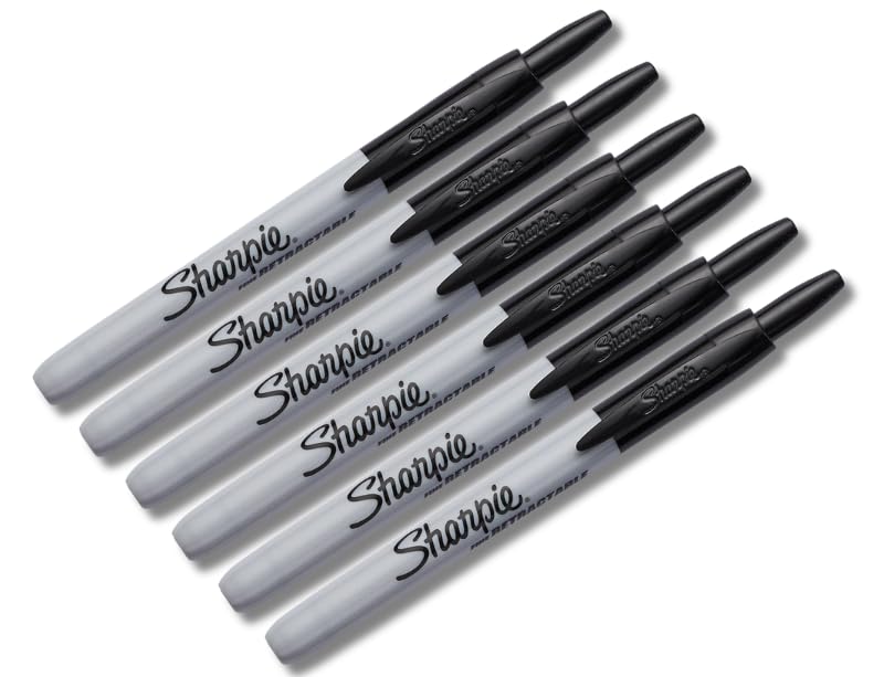 Sharpie Retractable Permanent Markers | Fine Point | Black | 6 Count