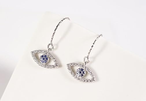 blue Evil eye Earring 925 Stamped 