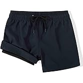 SUNDAY ROSE Boy's Swim Trunks with Compression Liner Bathing Suit Swim Shorts for Kids