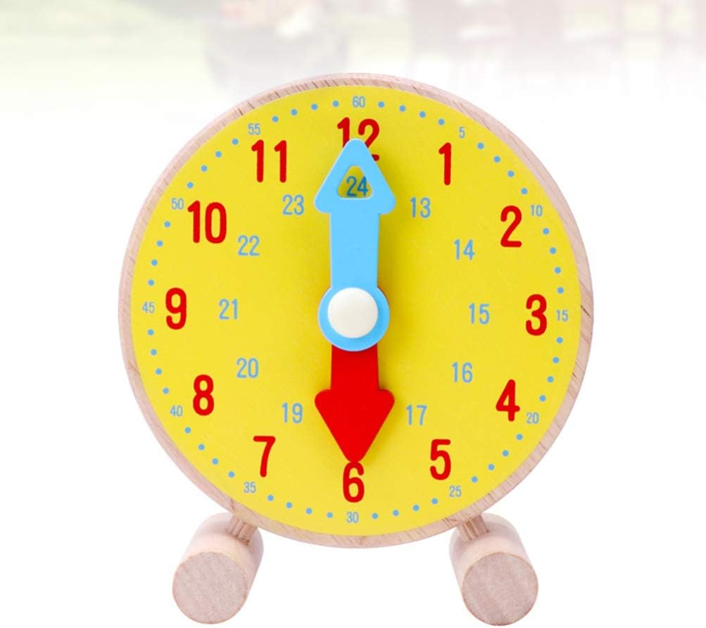 Amazon Co Jp Toyandona 知育玩具木製時計おもちゃ子供用家庭用幼稚園知育玩具 黄色 ホーム キッチン