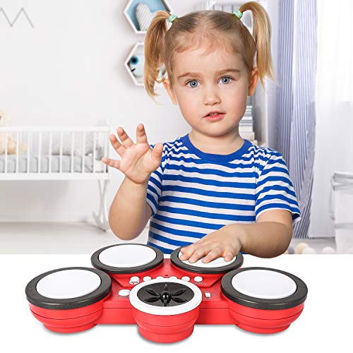 TWFRIC Toddlers Drum Kit Electronic Hand Drum Set with Lights Kids