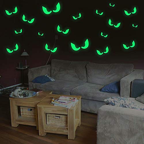 OCATO 35Pcs Halloween Decorations Halloween Window Cling Decals Halloween Wall Decals Stickers Glow in The Dark Luminous Bats Ghost Peeping Eyes Decals Wall Décor for Halloween Party Decorations - Thumbnail 4