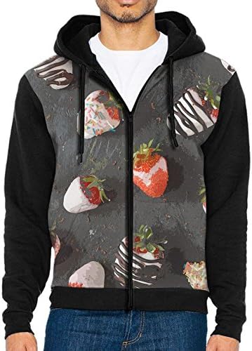 Mens Sweater Men's Printing Hit Color Hoodie Sweets Strawberry Chocolate Gray