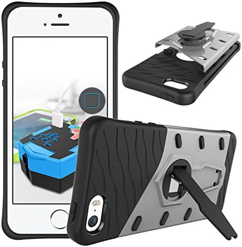 Armor Case For Apple iPhone SE/5S/5 Suntechor Heavy Duty Hybrid Shockproof Protective Cover (Silver)