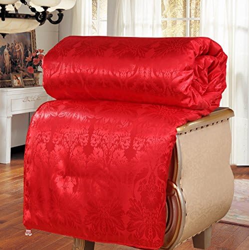 NS Luxury 100% Mulberry Silk Duvet Silk Comforter Silk Filled Comforter Silk Quilt Doona Bedspread Coverlet Blanket King Size Color Red for Winter