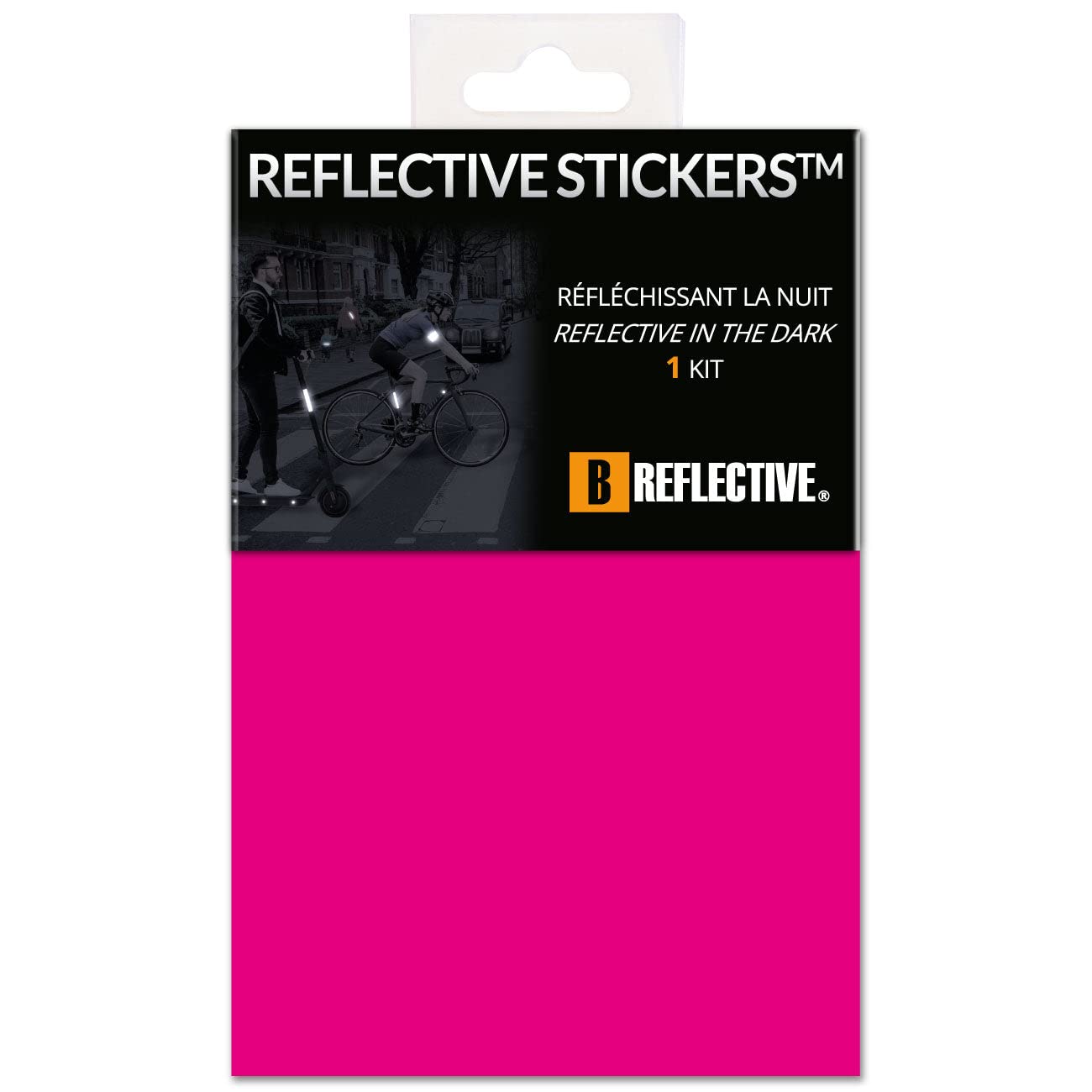B REFLECTIVE 3M® COLORS™, Cut-out Retro-Reflective Sticker Sheet, Multi Support: Bicycle, Scooter, Motor Scooter, All Helmets, 3M Technology, 20x30 cm, Pink — image 1