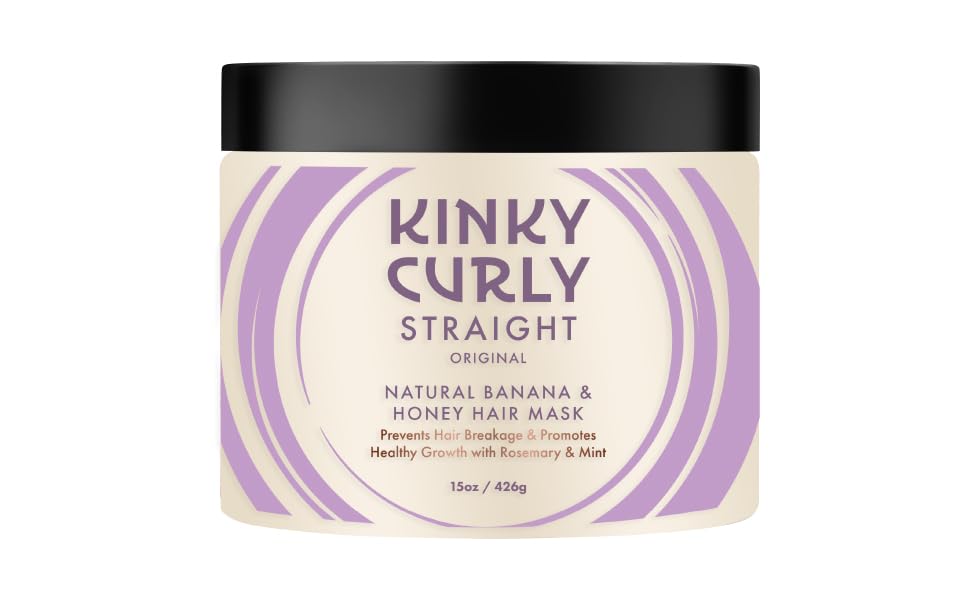KINKY CURLY STRAIGHT ORIGINAL Natural Banana & Honey Hair Mask – Prevents Hair Breakage & Promotes Healthy Growth with Rosemary & Mint – 16oz / 454g