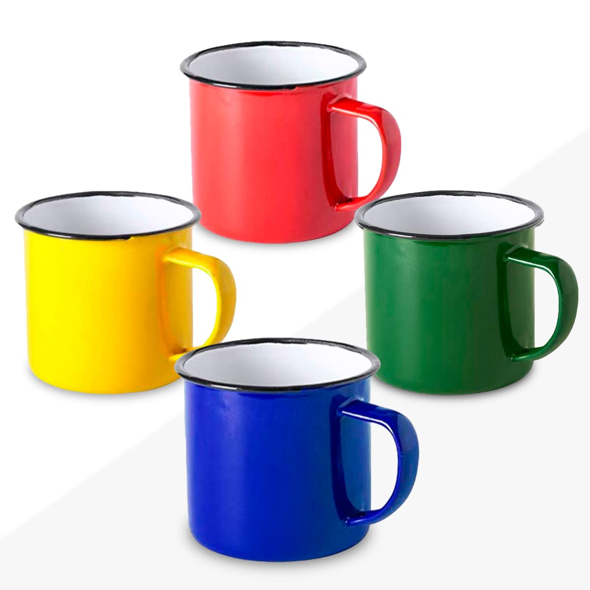 FUN FAN LINE - Set of 4 Retro Enameled Metal Mugs, Multicolored | Large 12 Oz Vintage Breakfast Mug Set for Coffee | Unique Mugs for Tea, Hot Chocolate & Daily Use | Set for Friends & Family — image 1
