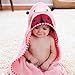 Skip Hop Zoo Baby Infant and Toddler Soft Cotton Hooded Bath Towel and Mitt Washcloth Set, Two Pieces, Multi, Livie Ladybug