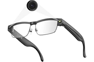 CUISUTO Smart Camera Glasses for Photos& Audio & Videos | 8MP HD Recording, 7H Battery, Lightweight AI Camera Glasses for Men & Women Built-in 32G Memory Card-Photochromic Lenses-Black Frame