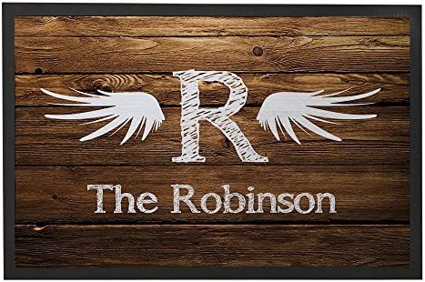 Custom Family Doormat Outdoor 23.6 x 15.7 Inch Personalised Rustic Doormat Custom Wings Custom Your Family Name Door Mat Funny Floor Mat for Home Decorative Bath Mat