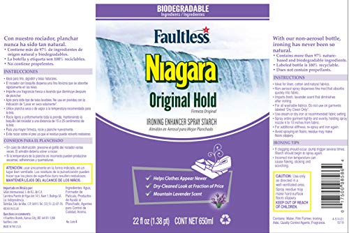 Liquid Starch Non-Aerosol Spray for Ironing (22 oz, 2 Pack) - Niagara Iron Spray Lavender Scent: No Flaking, Eco-Friendly - Original Hold Ironing Spray - Starch Spray Pack for Clothes & Fabrics - Thumbnail 2