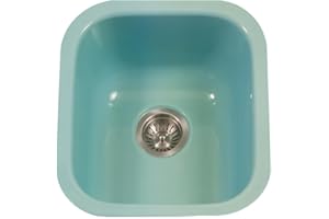 Houzer Porcela Mint Porcelain Enamel Steel Kitchen Sink: 17 Inch Undermount Single Bowl Sink, Durable & Versatile, Essential for Home and Apartment: PCB-1750 MT