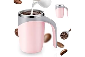 JUDUNA 2025 New Automatic Magnetic Stirring Coffee Mug, Magnetic Coffee Stirrer Mug for Milk Self Stirring Mug with Lid, Automatic Coffee Cup Stirrer Auto Stirring Coffee Mug (Pink)