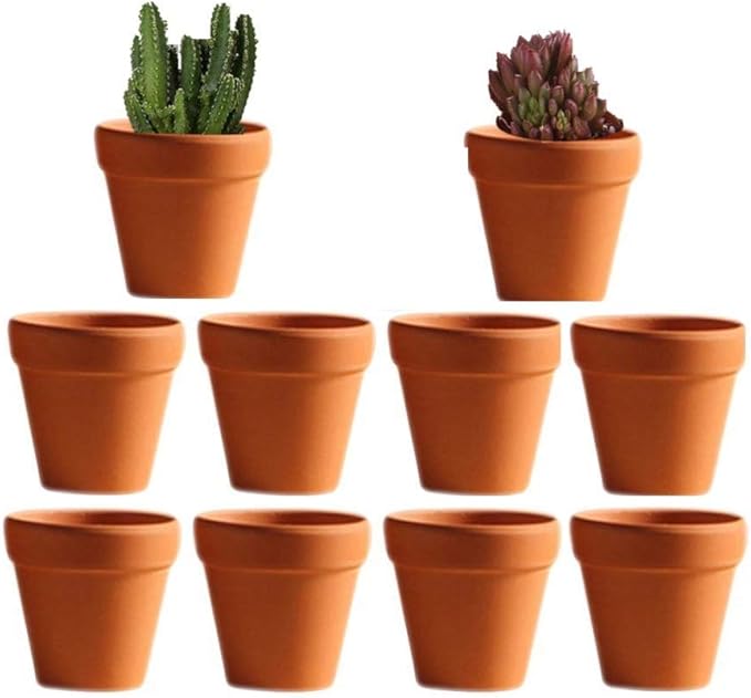 10pcs Mini Clay Pots for Plants, 2'' Terracotta Pot Clay Ceramic Pottery Planter, Cactus Flower