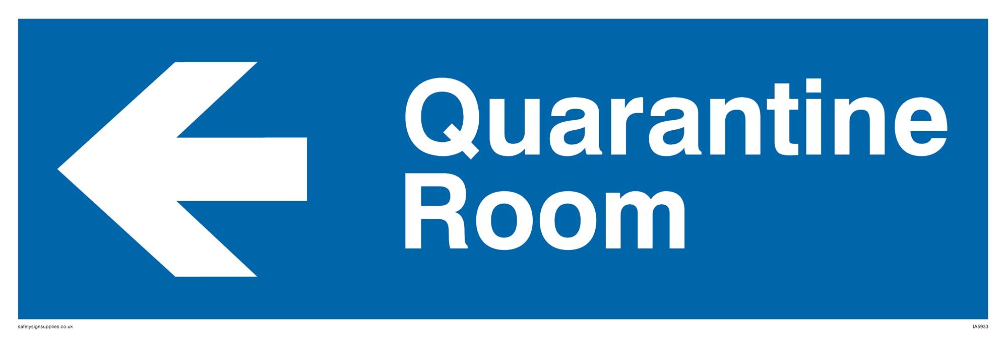 Quarantine Room with arrow facing left Sign - 300x100mm - L31