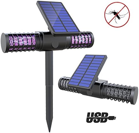 Solar Bug Zapper Light - Dolucky Wireless Insect &amp; Mosquito Killer Light with 4 UV LED Bulbs, USB Rechargeable Garden Lights for Outdoor / Indoor