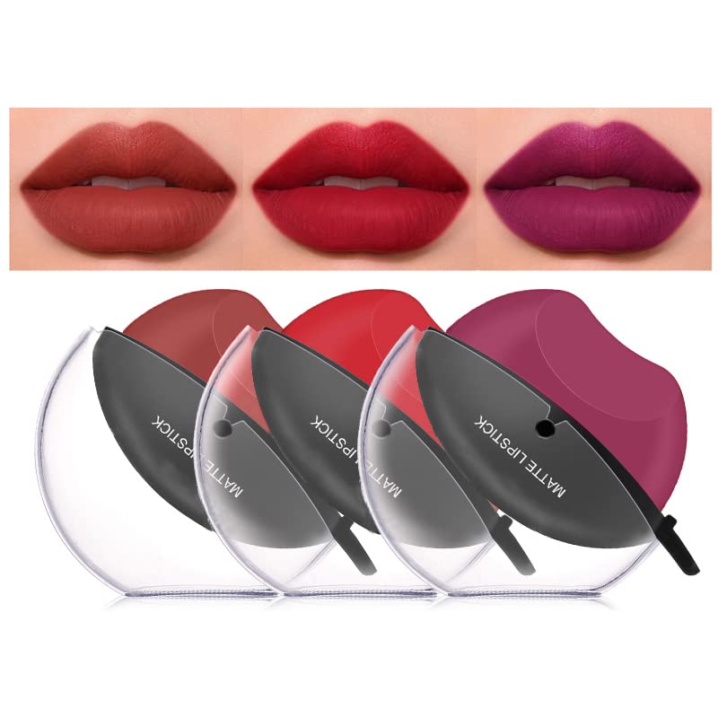 Photo 1 of DAGEDA 3 Colors Matte Velvet Lipstick Set, Lazy Lip Makeup - Long Lasting, High Pigmented, Waterproof, Non-stick Cup Lip Gloss (Color B)