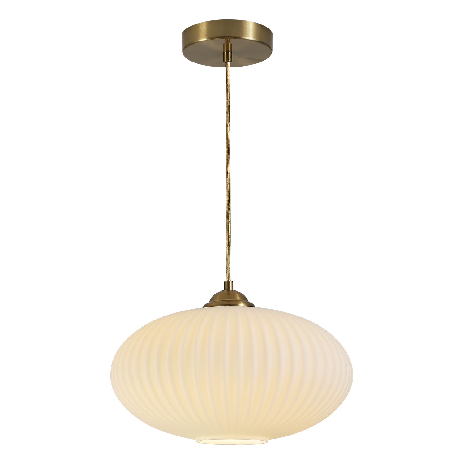 Photo 1 of Flyrose Vintage Antique Brass Pendant Lights Kitchen Island Large Milk Glass Pendant Light White Globe Hanging Light Fixture Mid Century Modern Pendant Lighting