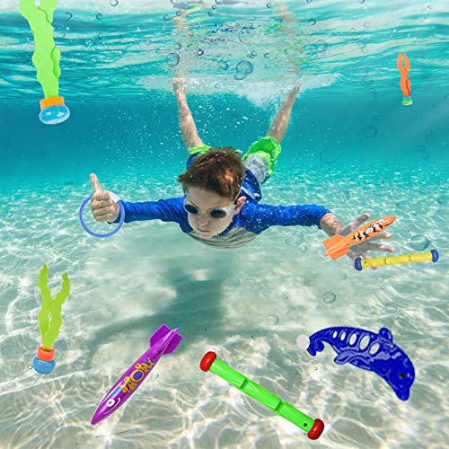 UNGLINGA Diving Swimming Pool Toys Set Underwater Toy Rings Torpedo