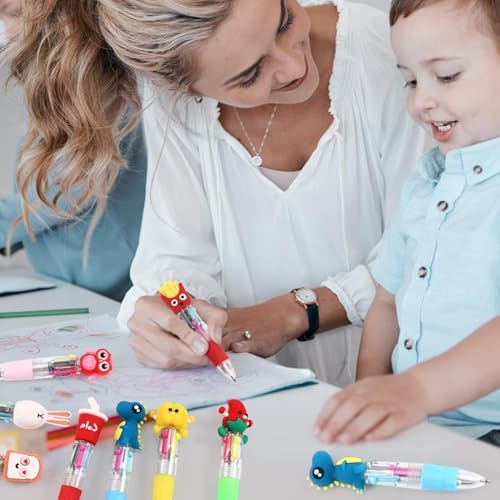 20Pcs Mini Multicolor Pens in One 4-in-1 Cute Pens Bulk for Kids,Assorted Styles Ballpoint Pen for Office School Student Kids Present,Birthdays and Children's Party Favors Gifts,Teacher School Supplie