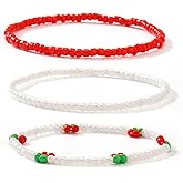 Opalencian Gold Plated Tiny Ball Colorful Rice Beaded Stack Bracelets Sets for Women,3Pcs Handmade Boho Gold Plated Ball Stretch Cute Bracelet Friendship Jewelry Gift