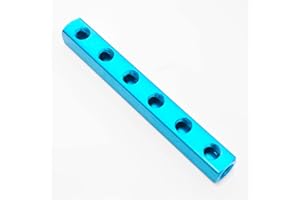 MARSTEK Air Manifold, 6 Way 9 Port Air Compressor Manifold, Aluminum Air Hose Inline Manifold Block Splitter, Pneumatic Manifold Air Distribution Block, NPT 1/4 Inch Supply Port, NPT 1/4 Inch Output Port