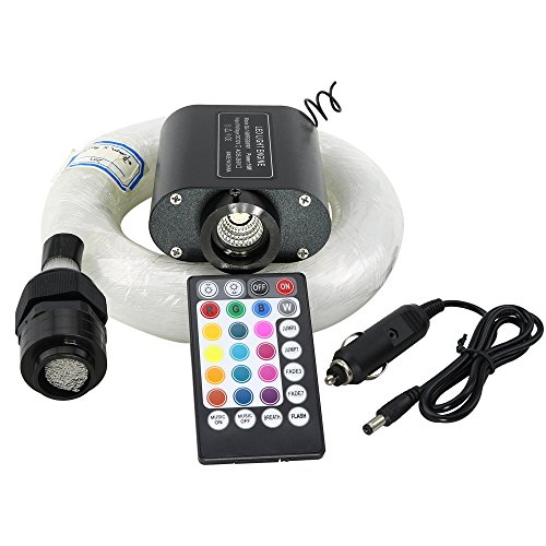 Car Use 16W RGBW LED Fiber Optic Light Star Ceiling Kit, 28 Keys Sound Sensor Music Mode Remote 9.8ft/3m Long 0.03in/0.75mm 0.04in/1mm 0.06in/1.5mm 335PCs