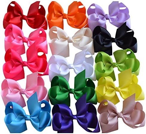 Bzybel Boutique 15pcs 4.5in Baby Girls Pinwheel Hair Bow Clips Grosgrain Ribbon Barrettes Headbands Party Hair Clips Hair Accessories for Girls Teens Kids