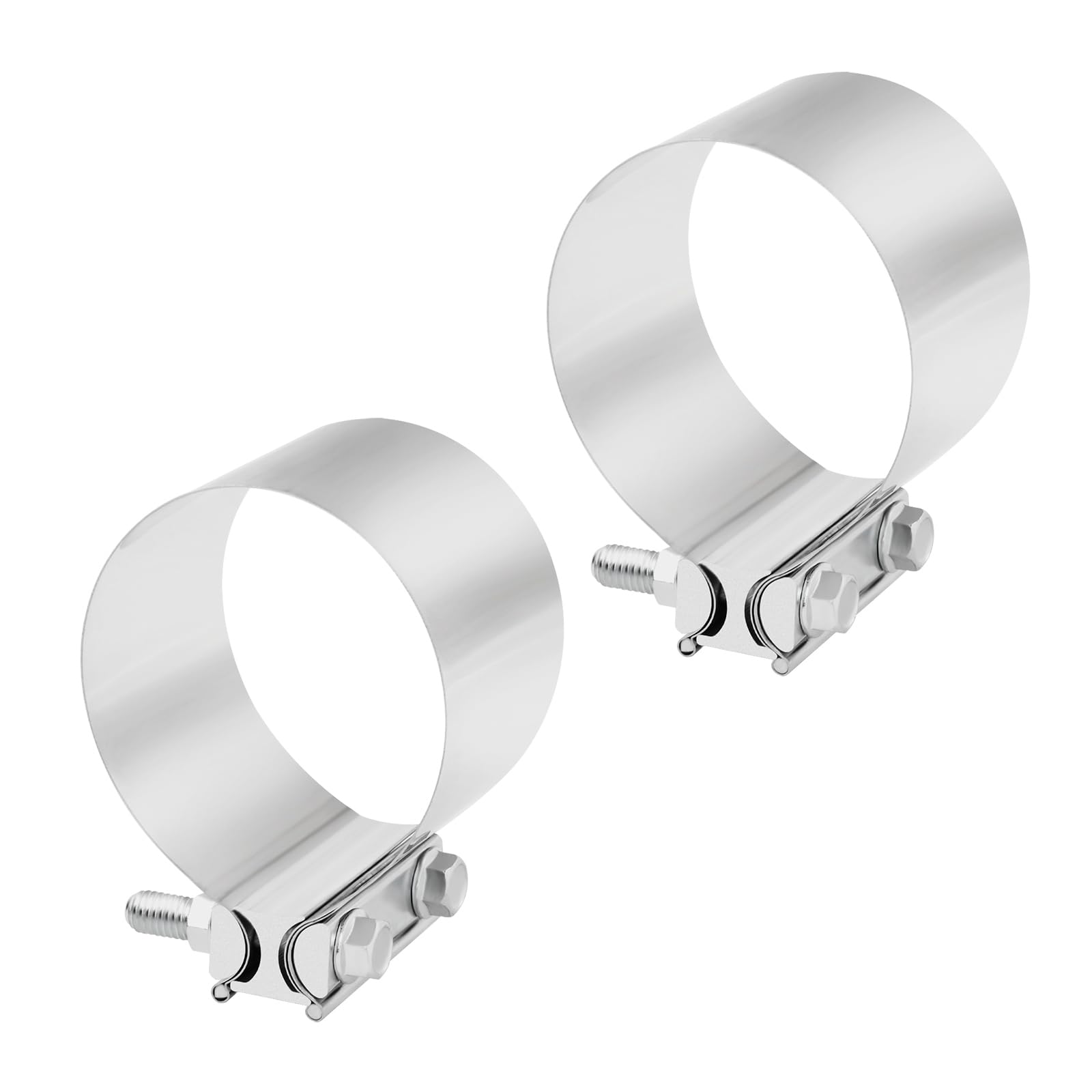 Photo 1 of BIGREAT 5-Inch Exhaust Clamp, Butt Joint Seal Band Sleeve Coupler Universal for Exhaust System - 2PCS Polished T304 Stainless Steel