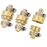 3Sets Brass Smaller 1/2" Garden Hose Mender Repair Male Female Connector with Stainless Clamps