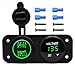 Cllena DC 12V - 24V LED Digital Voltmeter + Dual USB Outlet Power Socket Panel 2.1A/1A Charger for Car Boat Marine Rv Truck ATV Caravans Motorcycle Vehicles Mobile Phone (Green)