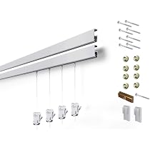 STAS Cliprail Pro Picture Hanging System Set White - Covers 29.53 Ft Of Wall Space - Heavy Duty Picture Rail & Art Hanging Gallery Kit Without Nails