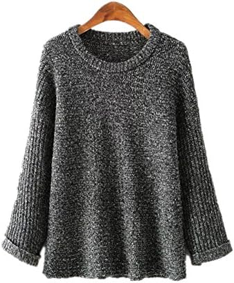 Jasanplay Vi Korean wild fashion loose casual long-sleeved knit shirt hedging (one size, Gray-black)