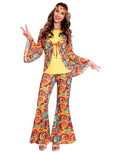 amscan 9907008 Adult Womens Hippie Woman Costume Size 16-18, Women, Multicoloured