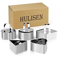 10 Pcs/Set Stainless Steel Cake Ring, HULISEN 3 x 3 inch Square Dessert Mousse Mold with Pusher & Lifter Cooking Rings