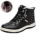 JIONS Mens Leather Winter Snow Boots Waterproof Lace Up Ankle Sneakers Warm Outdoor Booties Shoes With Fur Lining