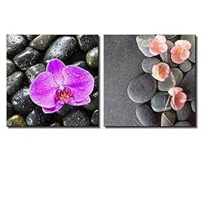 Two Piece Pink Orchid and Coral Flowers Over...