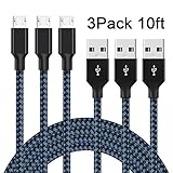 ONSON Micro USB Cable,3Pack 10FT Extra long Nylon Braided High Speed Android Charger USB to Micro USB Cable Samsung Fast Charger Charging Cord for Samsung Galaxy S7 Edge/S6 Edge/S4/Note 5/Note 4(Blue)