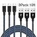 ONSON Micro USB Cable,3Pack 10FT Extra long Nylon Braided High Speed Android Charger USB to Micro USB Cable Samsung Fast Charger Charging Cord for Samsung Galaxy S7 Edge/S6 Edge/S4/Note 5/Note 4(Blue)