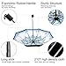 Compact Travel Umbrella for Women Vinyl Anti-UV Long Stick Lightweight Starry and Blossom Parasol for Sun and Rain Gift Choice Cypress J&B Umbrellas