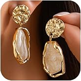 Irregular Brown Gemstone Earrings for Women Dainty Crystal Gold Statement Earring Geometric Zircon Vintage Jewelry