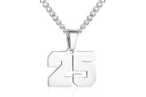 SUSOOK Number Necklace for Boy Silver Athletes Number Chain Stainless Steel Charm Pendant Personalized Sports Jewelry for Men Basketball Baseball Football