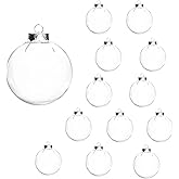12 Pcs DIY Clear Plastic Fillable Balls Ornament,Removable Top Clear Hanging Ball,2.36Inch Christmas Ornaments Balls for Halloween, Christmas, Birthday, Wedding,Party,XmasDecorm,DIY Crafts(60mm)