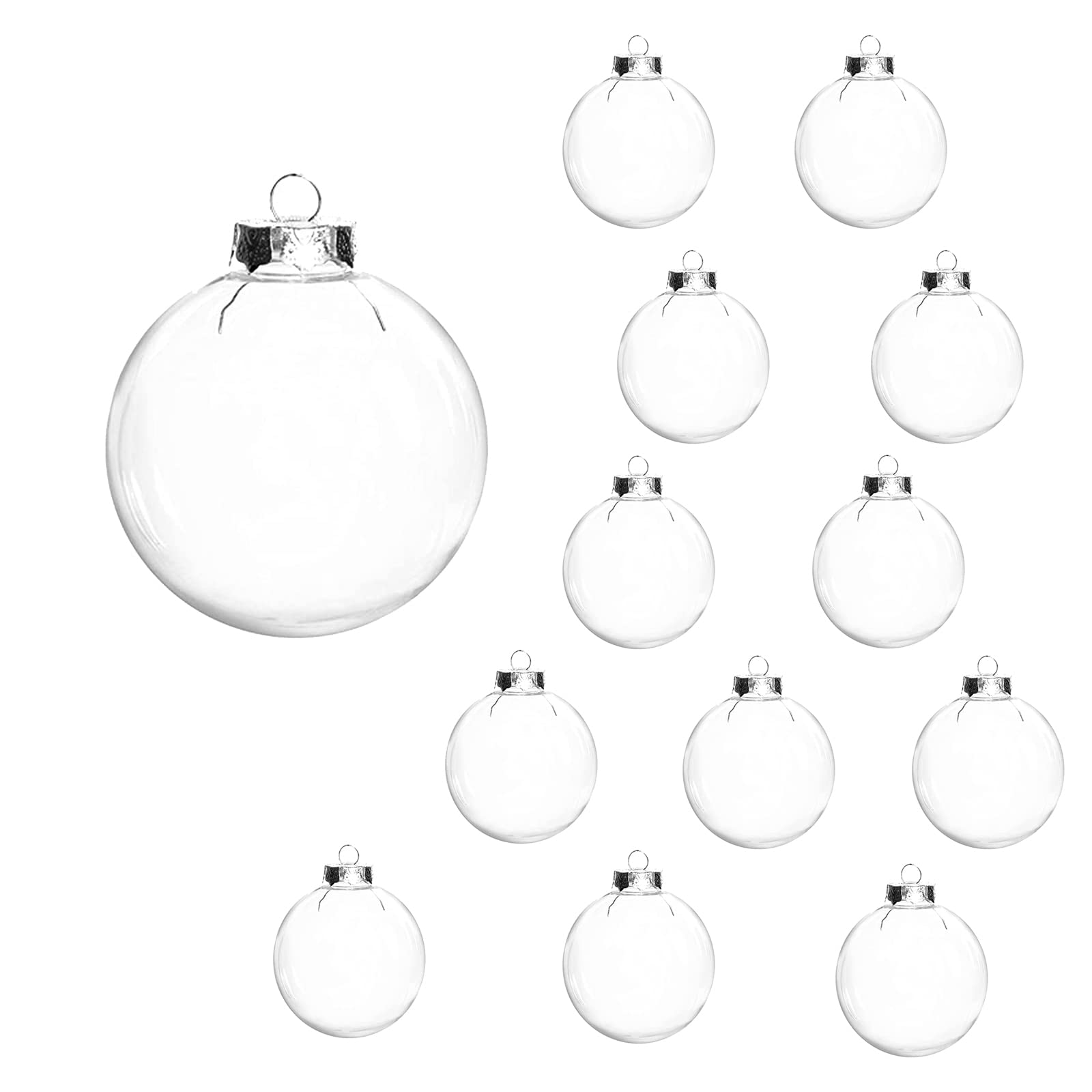 Photo 1 of 12 Pcs DIY Clear Plastic Fillable Balls Ornament,Removable Top Clear Hanging Ball,2.36Inch Christmas Ornaments Balls for Halloween, Christmas, Birthday, Wedding,Party,XmasDecorm,DIY Crafts(60mm)