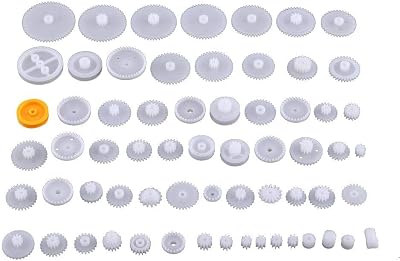Walfront 64 Kinds Gear Pulley Kit Plastic Belt Worm Set for DIY Cars Robots