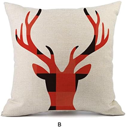Elk Pillowcase Among Vintage Christmas Cartoon Snowflake Sofa Bed Home Decoration Festival Cushion Cover (45cm×45cm, B)